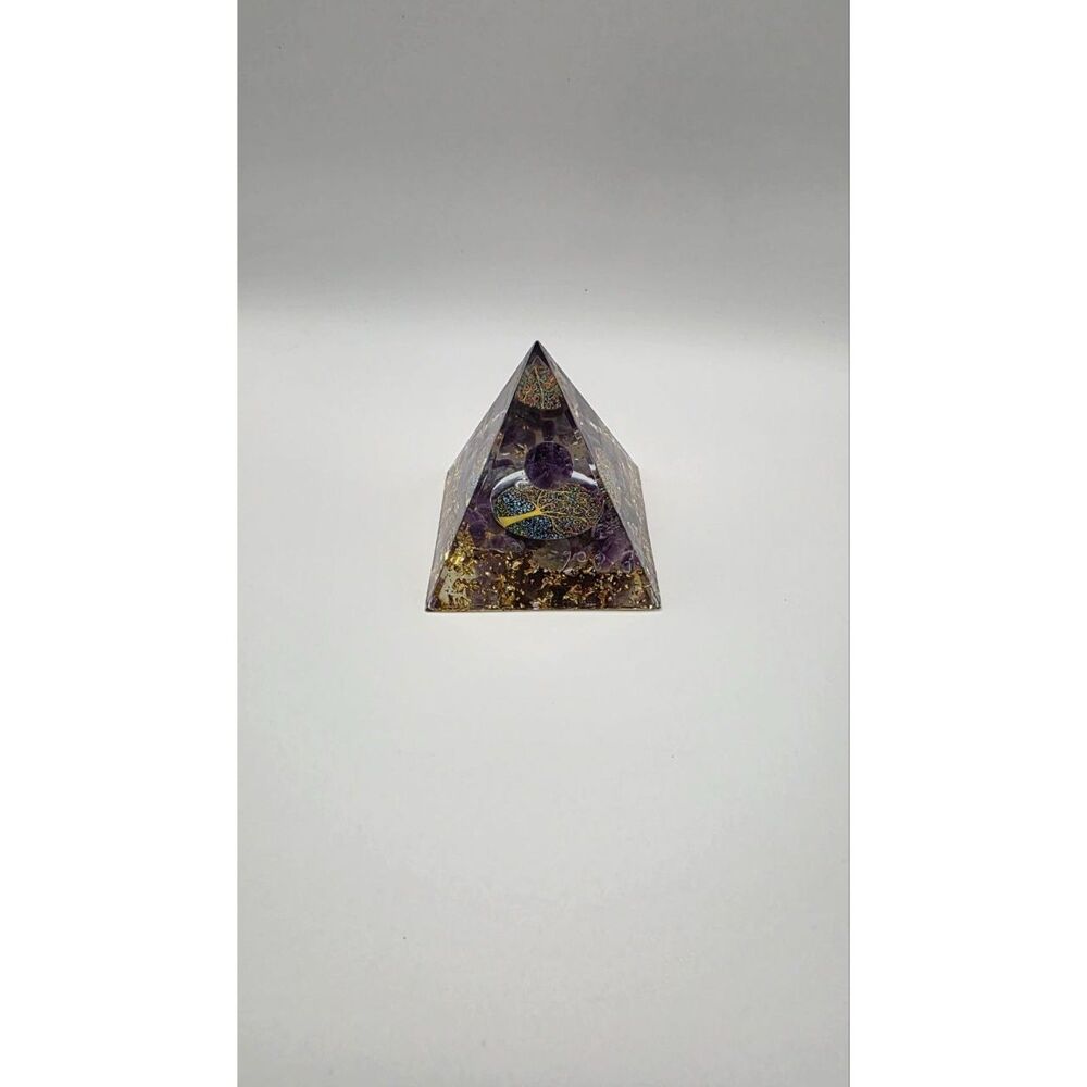 Purple Crystal Pyramid Carved Stone Mineral Specimen Reiki Altar Decor